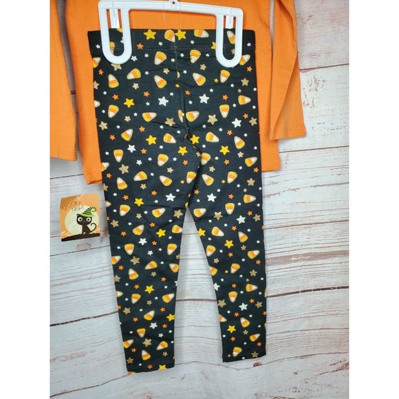 Spooky Night Unicorn Sequin 3 Toddler 2 Piece Kids Orange Shirt Pants Set - Picture 8 of 12